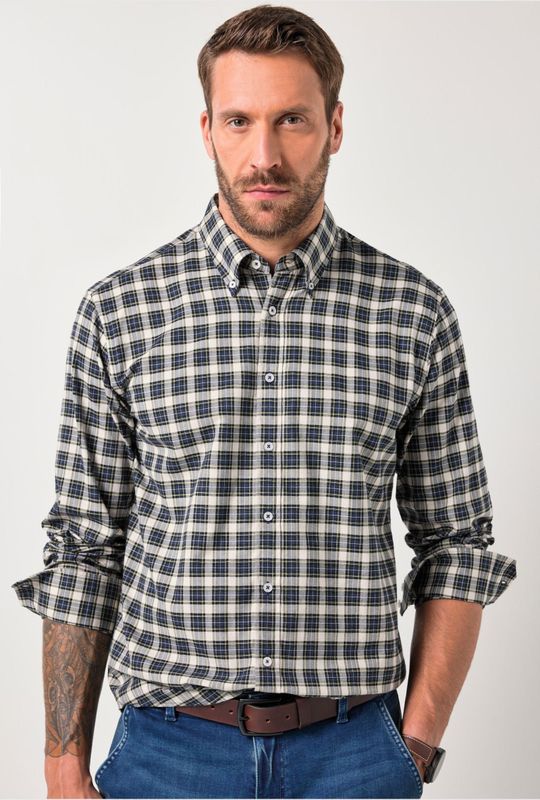 JP1880 Overhemd donkerblauw, Ruit