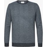 Profuomo Trui ronde halsblauw, Effen