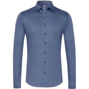 Desoto Slim Fit Jersey shirt blauw, Effen