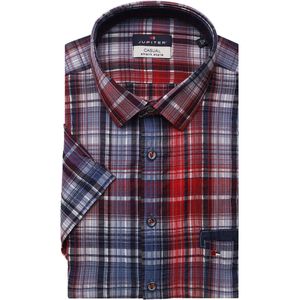 Jupiter Casual Overhemd Korte mouw donkerrood/blauw