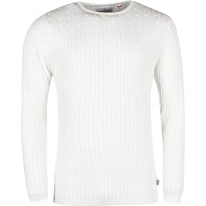 Kronstadt Cable Sweatshirt ronde hals wit, Effen