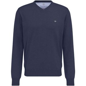 Fynch-Hatton Casual Fit Trui V-halsnachtblauw, Effen