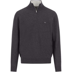 Fynch-Hatton Half-Zip Sweater donkergrijs, Effen