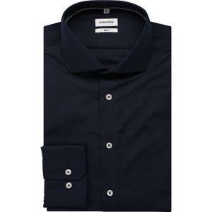 Seidensticker - Businessoverhemd - Donkerblauw - Slim Fit - Lange Mouwen - Kentkraag