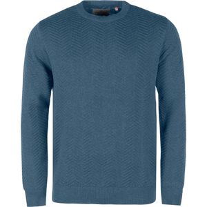Kronstadt Carlo Sweatshirt ronde hals blauw, Effen