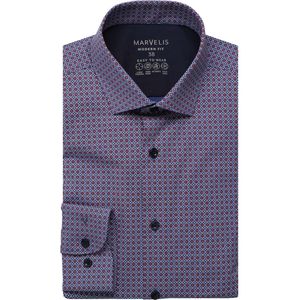 Marvelis Performance Overhemd blauw, Bedrukt