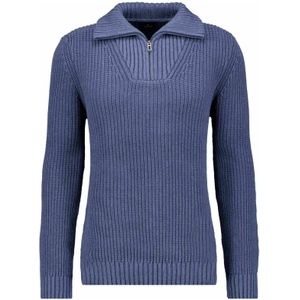 RAGMAN - Pullovers - Blauw mêlee - Trui met Ronde Hals - 100% Katoen