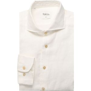 fakts Leisure Linnen Overhemd wit, Effen