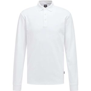 BOSS Regular Fit Poloshirt lange mouw wit, Effen