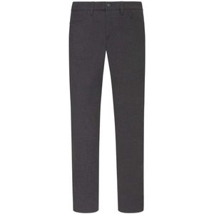 Alberto Ceramica Regular Fit Linnen broek zwart, Effen