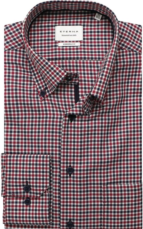 ETERNA - Overhemd - Framboos - Lange Mouw - 100% Katoen - Button-Down Kraag
