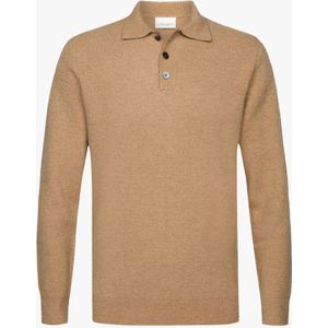 Profuomo Poloshirt lange mouw beige, Effen