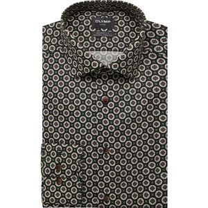 OLYMP Luxor Overhemd, modern fit, Global Kent, Donkergroen