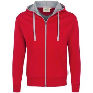 HAKRO Comfort Fit Hooded sweatshirt rood/zilver, Tweekleurig