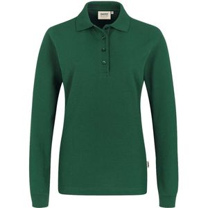 HAKRO 215 Dames poloshirt met lange mouwen donkergroen, Effen