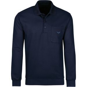 TRIGEMA Poloshirt lange mouw donkerblauw, Effen