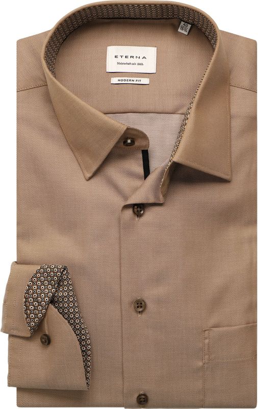 Eterna - Overhemd - Mandel - MODERN FIT - Lange Mouwen - NON IRON