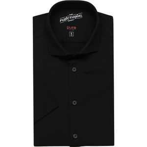 Pure Functional Slim Fit Jersey shirt zwart, Effen