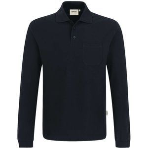 HAKRO 809 Poloshirt lange mouw zwart, Effen