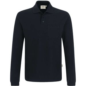 HAKRO 809 Comfort Fit Poloshirt lange mouw zwart, Effen