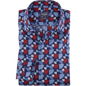 OLYMP Luxor Modern Fit Overhemd blauw/rood, Motief
