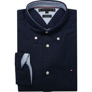 Tommy Hilfiger Linnen Overhemd Marine, Effen
