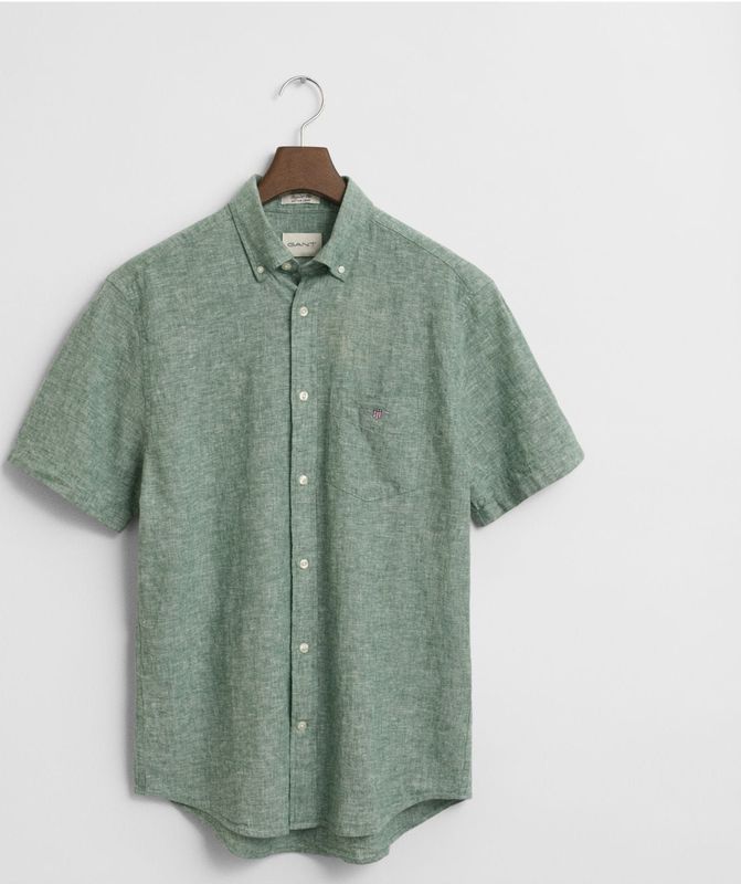 Overhemd - Mélange - Kwartmouw - Regular Fit - Button-down Kraag - Linnen