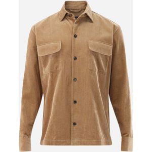 van Laack Meisterwerk Overshirt beige/bruin, Effen