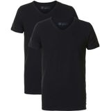Petrol Industries Body Fit T-Shirt V-hals Dubbel pak zwart, Effen
