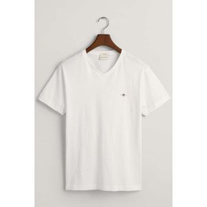 GANT Slim Fit T-Shirt V-hals wit, Effen