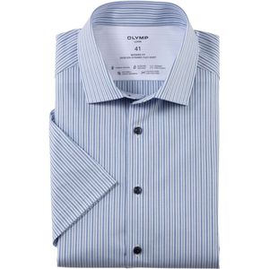 OLYMP Luxor 24/Seven Dynamic Flex Modern Fit Overhemd Korte mouw blauw/wit
