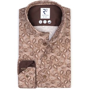 R2 Amsterdam Modern Fit Overhemd beige, Paisley