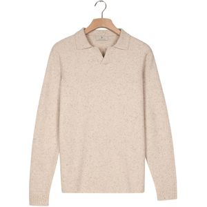 Thomas Maine Poloshirt lange mouw ecru, Effen