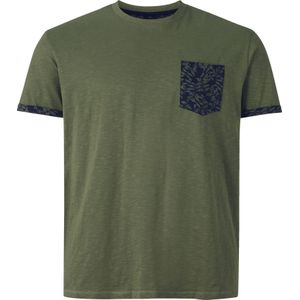 Charles Colby T-Shirt ronde hals kaki, Effen