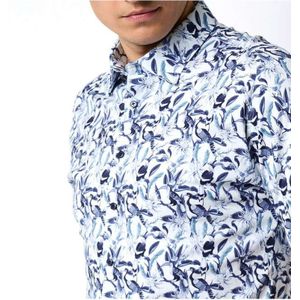 Desoto Slim Fit Jersey shirt blauw/bruin, Bloemen