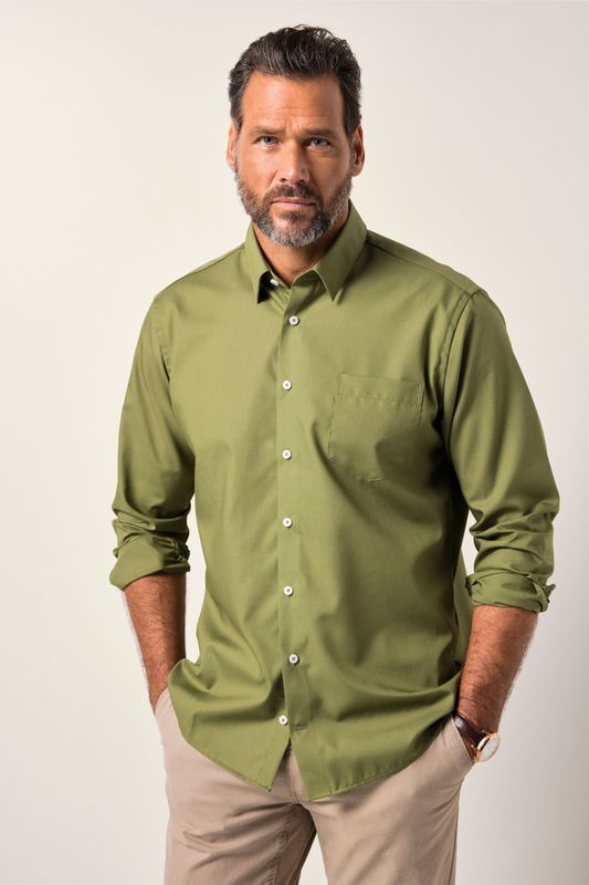 JP1880 Overhemd olijfgroen, Effen