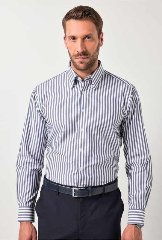 JP1880 Overhemd donkerblauw, Gestreept