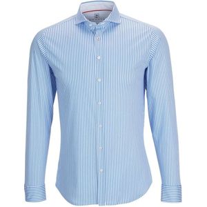 Desoto Slim Fit Jersey shirt lichtblauw/wit, Gestreept