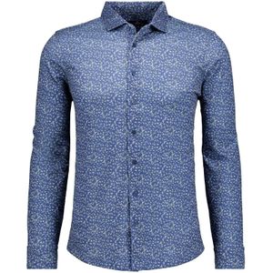 RAGMAN - Henleyshirt - Blauw/Floral - Lange Mouwen - Regular Fit - Katoenmix
