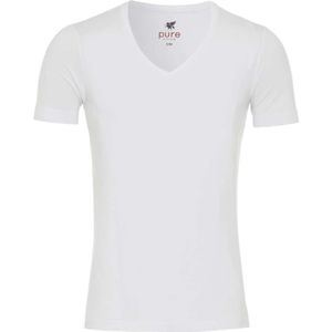 Pure Slim Fit T-Shirt V-hals wit, Effen