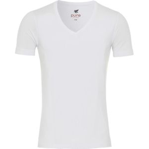 Pure T-Shirt V-hals Dubbel pak wit, Effen
