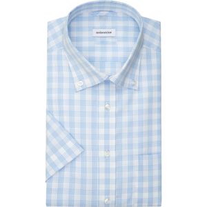 Seidensticker - Businessoverhemd - Blauw - Regular 1/2 Button-down Kraag Ruit