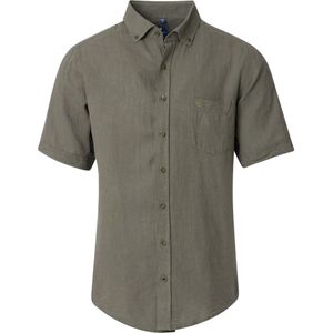 Redmond Casual Linnen Overhemd groen, Effen