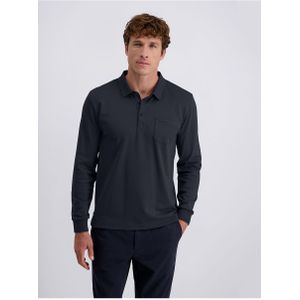 Pierre Cardin Poloshirt lange mouw marine, Effen
