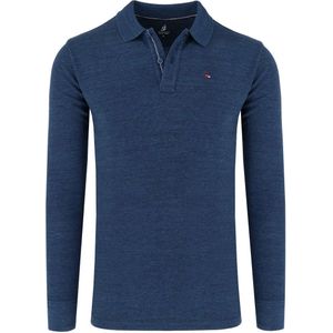 Jupiter Poloshirt lange mouw donkerblauw, Effen