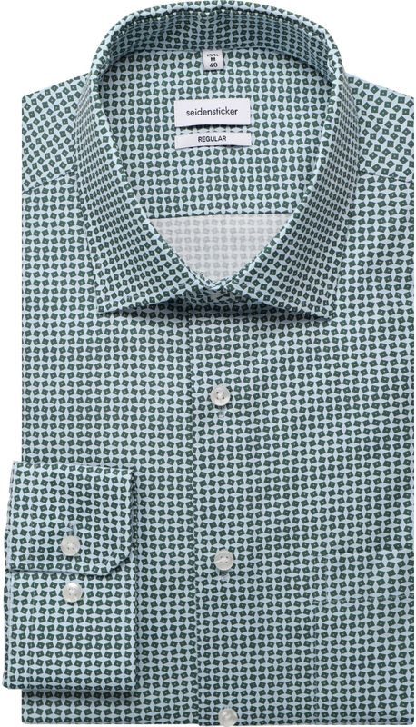Seidensticker - Businessoverhemd - Sage Green - Regular 1/1 Kentkraag print
