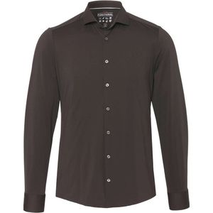 Pure Functional Slim Fit Jersey shirt donkerbruin, Effen