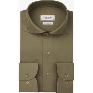 Profuomo - Slim Fit - Heren Overhemd - Groen - Jersey