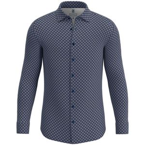 Desoto Slim Fit Jersey shirt blauw, Motief