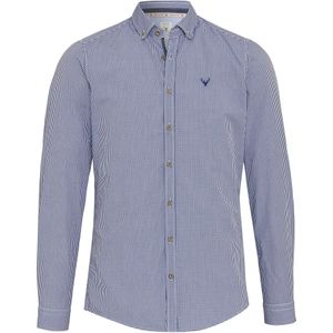 Pure Traditioneel overhemd donkerblauw/wit, Ruit